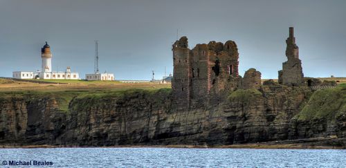 Noss Head with Castle Sinclair Girnigoe - photo by Michael Beales